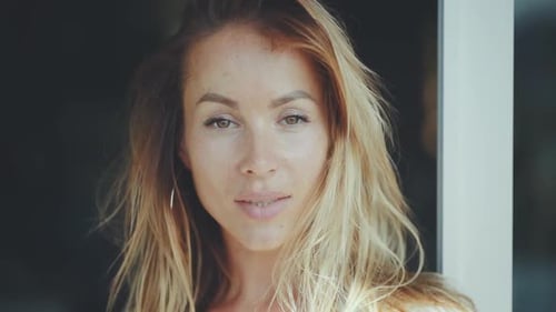 Blonde Haired Woman Close Up Portrait