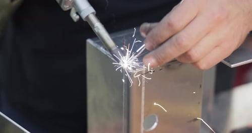 Metalwork Welding with Sparks