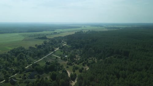 Rural Landscape. Green Forests And Fields. Overall Plan. Aerial Photography.