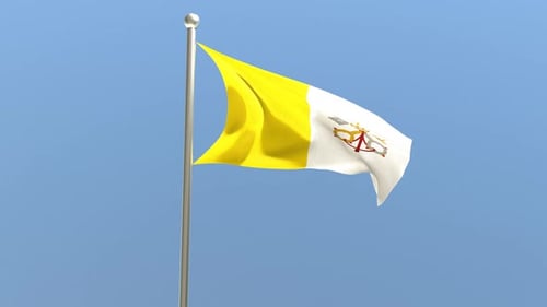 Vatican City Flag Waving In Realistic 3D Animation