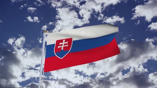 Realistic Slovakia National Flag Waving in Wind