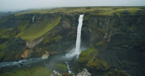 Most Beautiful Haifoss Waterfall in Iceland Highland