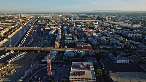 Streets with Traffic Houses and Trees Los Angeles Suburbs in California USA