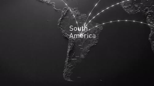 Abstract Cinematic Info Land Map South America Connect Network