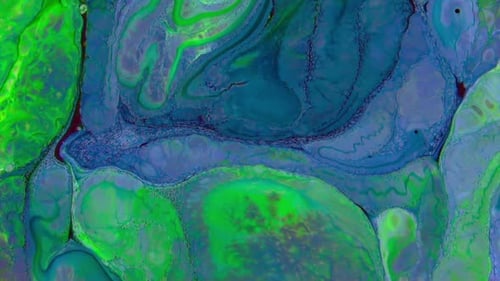 Abstract Liquid Marble of Blue and Green