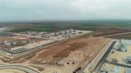 Leeres Feld auf der Baustelle, Luftbild 5