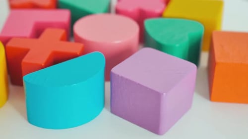 Close Up of Multicolored Wooden Toy Blocks