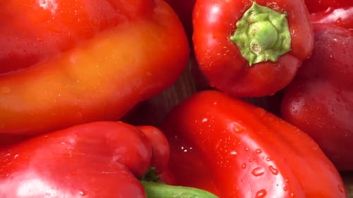 Close Up of Fresh Red and Orange Bell Peppers