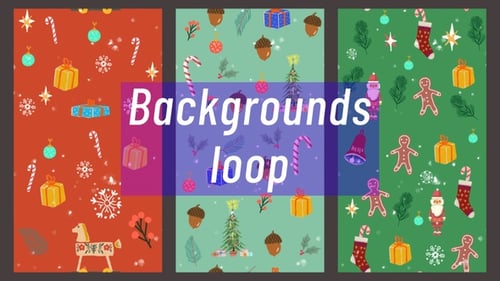 Illustrated Christmas Seamless Vertical Background with Falling Snow