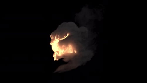 Surreal Fiery Stag Animation with Flowing Smoke