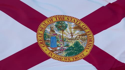 Waving Florida State Flag with Great Seal Animation