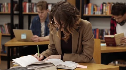 Students Studying in Library
