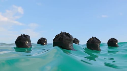 Garbage In Polluted Ocean Water
