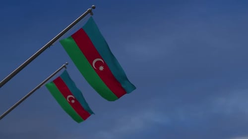Azerbaijan Flag Waving Loop with Realistic Wind Simulation