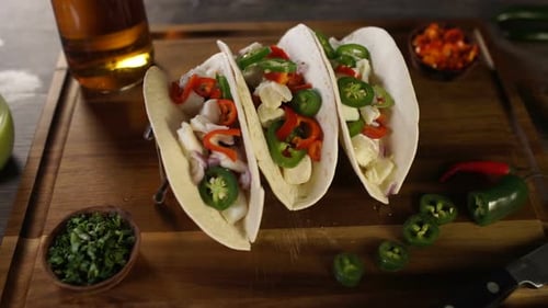 Tasty Fish Tacos on Cutting Board