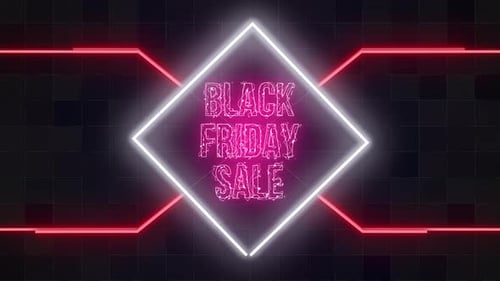 Neon Black Friday Sale Text Animation with Geometric Lines