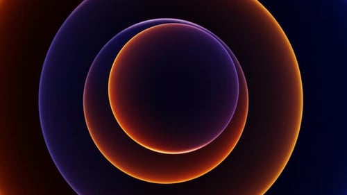Anneaux lumineux dégradés orange et violet abstraits graphiques minimalistes et modèle de vitrine de cercle