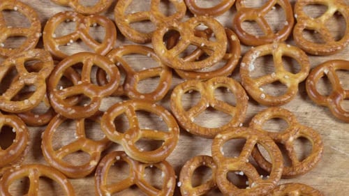 Delicious Pretzels on Wooden Surface
