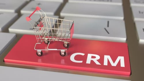 Customer Relationship Management Text on Keyboard and Boxes