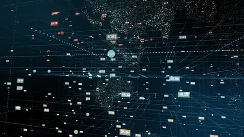 Futuristic Digital Data Globe with Text Reveal