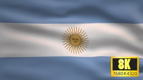 Argentina Flag Waving in Realistic Fabric Motion