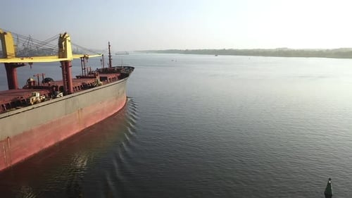 Cargo Ship Sailing on Open Water