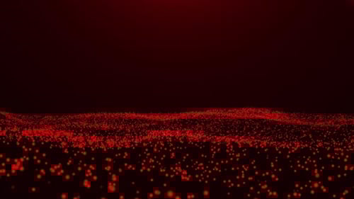 Dynamic Red Particle Wave Abstract Looping Technology Background