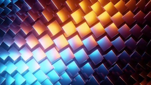 Futuristic Abstract Waving Metallic Cubes Loop Background