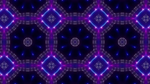 Blinking Lights Neon Kaleidoscope Background Loop 4K 08