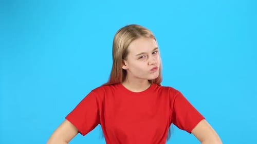 Little Blonde-haired Girl Showing Emotion Punishment,