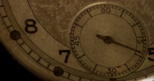 Close Up Of Antique Watch Face Time Passing