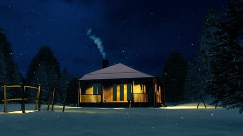 House In Winter Forest