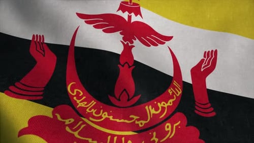 Waving Brunei Flag With Realistic Fabric Texture