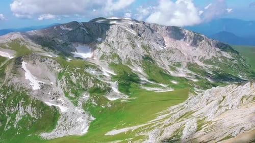 Aerial View From Oshten Peak of Stunning Majestic Nature of Caucasus To Mountain Fisht , Covered