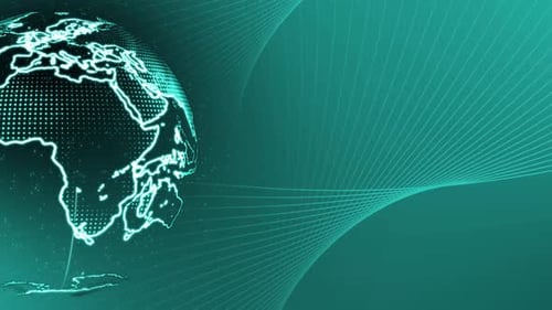 Rotating Digital Earth Globe with Glowing Abstract Lines Background