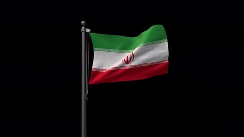 Realistic Waving Flag of Iran on Pole