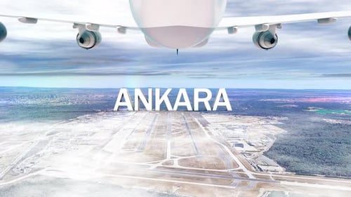 Commercial Airplane Over Clouds Arriving City Ankara