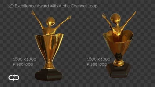 3D Golden Excellence Award Trophy Rotating Loop