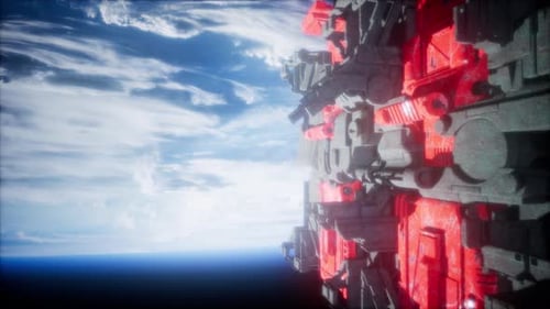 Spaceship with View on Space and Planet Earth