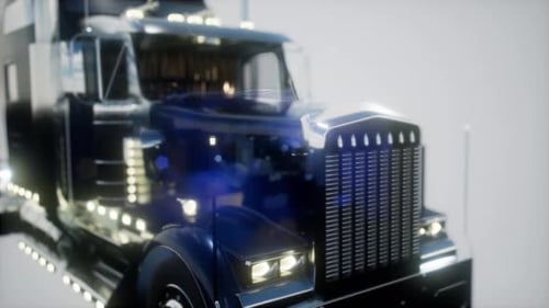 3D Semi Truck with Chrome Accents and Flashing Lights