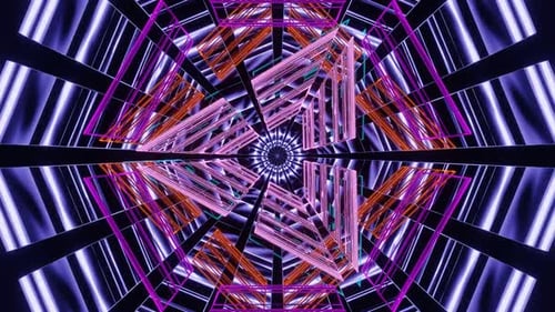 Vj Loop Rotations Of Abstract Flashing Neon Figures On A Dark Background 02