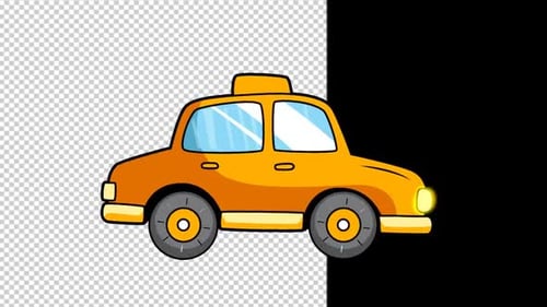 Animated Cartoon Taxi Cab Driving Loop