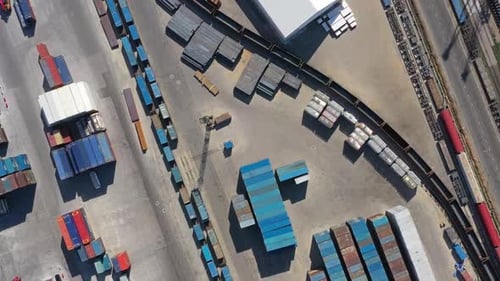 Cargo Container Terminal with Railway