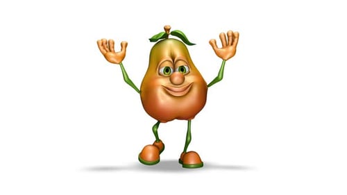Animated 3D Cartoon Pear Dancing with Happy Expression