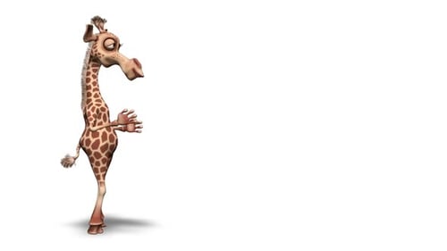 Cartoon 3D Giraffe Character Pointing Left Animation