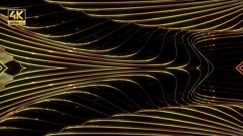 Animated Golden Wavy Lines Abstract Loop Background