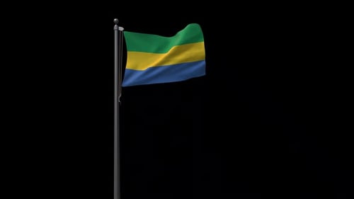 Waving Flag of Gabon on Flagpole