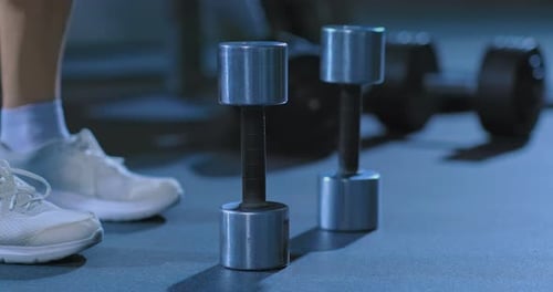 Dumbbells Stand on the Floor in the Gym