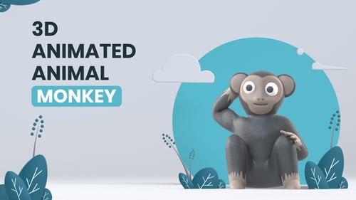 3D Animated Monkey Scratching Head Character