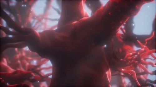 Abstract Red Organic Microscopic Network Animation